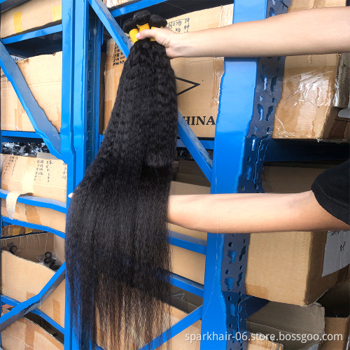 10A Grade Kinky Straight Remy Hair Bundles Yaki Human Hair Weave Cuticle Aligned Raw Virgin Hair Extensions